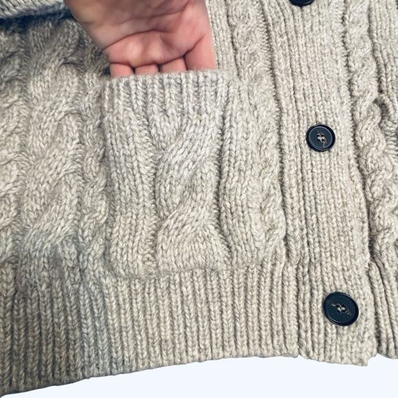 NWT‎ Tuckernuck Arthur Cable Knit Cardigan Sweater Gray Wool Blend Cropped XXL - Picture 10 of 16
